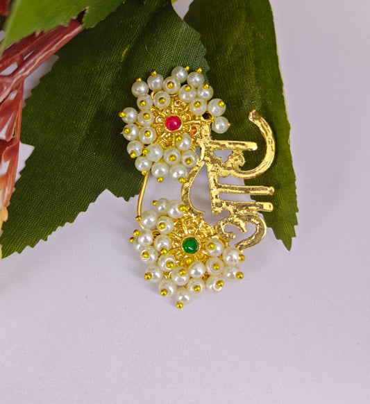 Pearl traditional Maharashtrian Nath for women  / Pressing Nose Ring