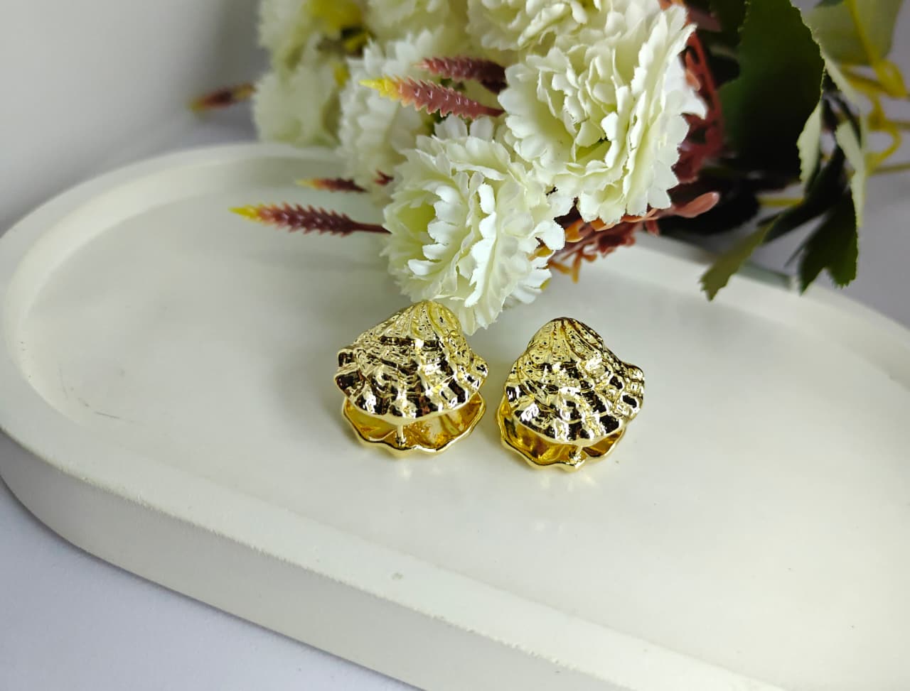 Anti Tarnish Gold Plated clams design earrings for Women & Girls