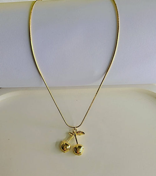 Anti Tarnish gold plated charry Pendent  & chain Necklace for Women & Girls