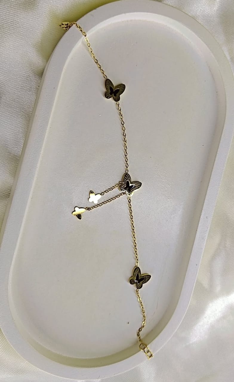 Anti Tarnish gold plated Butterfly design stainless steel Bracelet for Women & girls