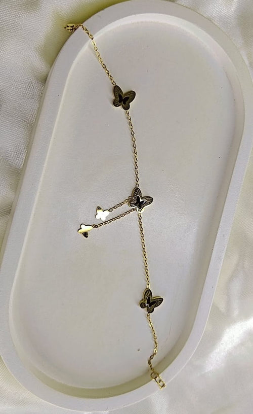 Anti Tarnish gold plated Butterfly design stainless steel Bracelet for Women & girls