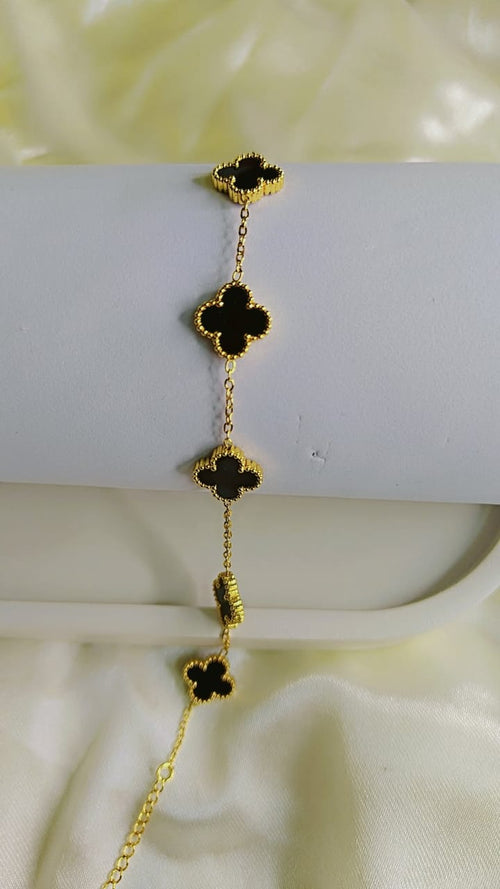Anti tarnish Balck clover Gold plated Bracalet for women & girls