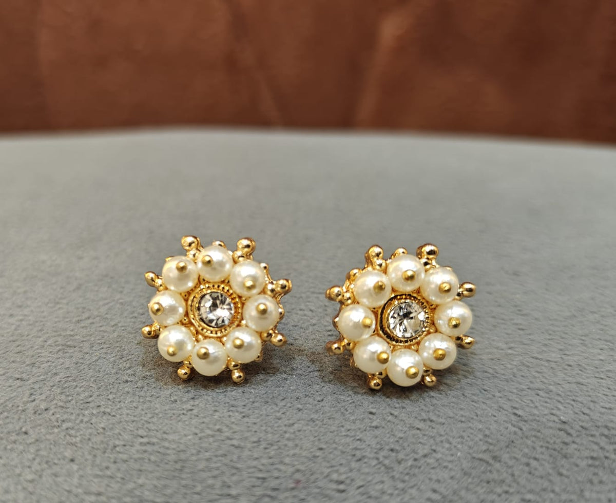 White stone Pearl Traditional Earrings for Women & Girls