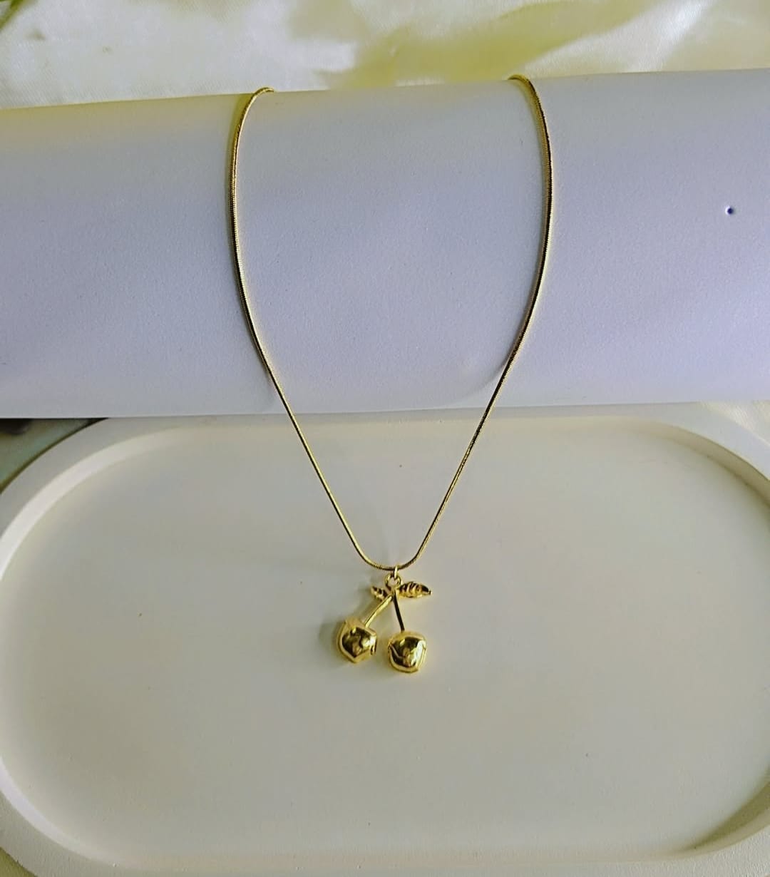 Anti Tarnish gold plated charry Pendent  & chain Necklace for Women & Girls