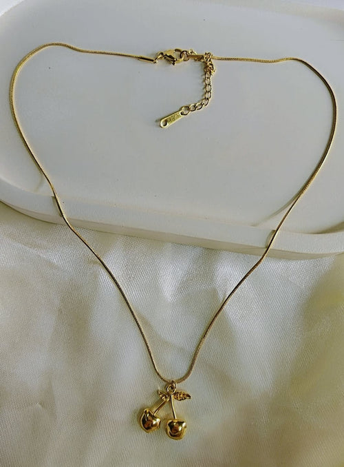 Anti Tarnish gold plated charry Pendent  & chain Necklace for Women & Girls