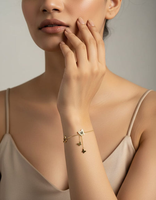 Anti Tarnish gold plated Butterfly design stainless steel Bracelet for Women & girls